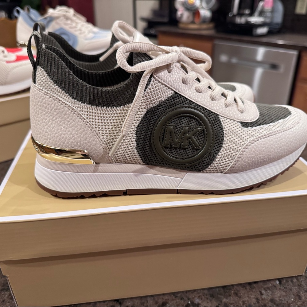 Michael Kors Women's Cream and Olive Sneakers
